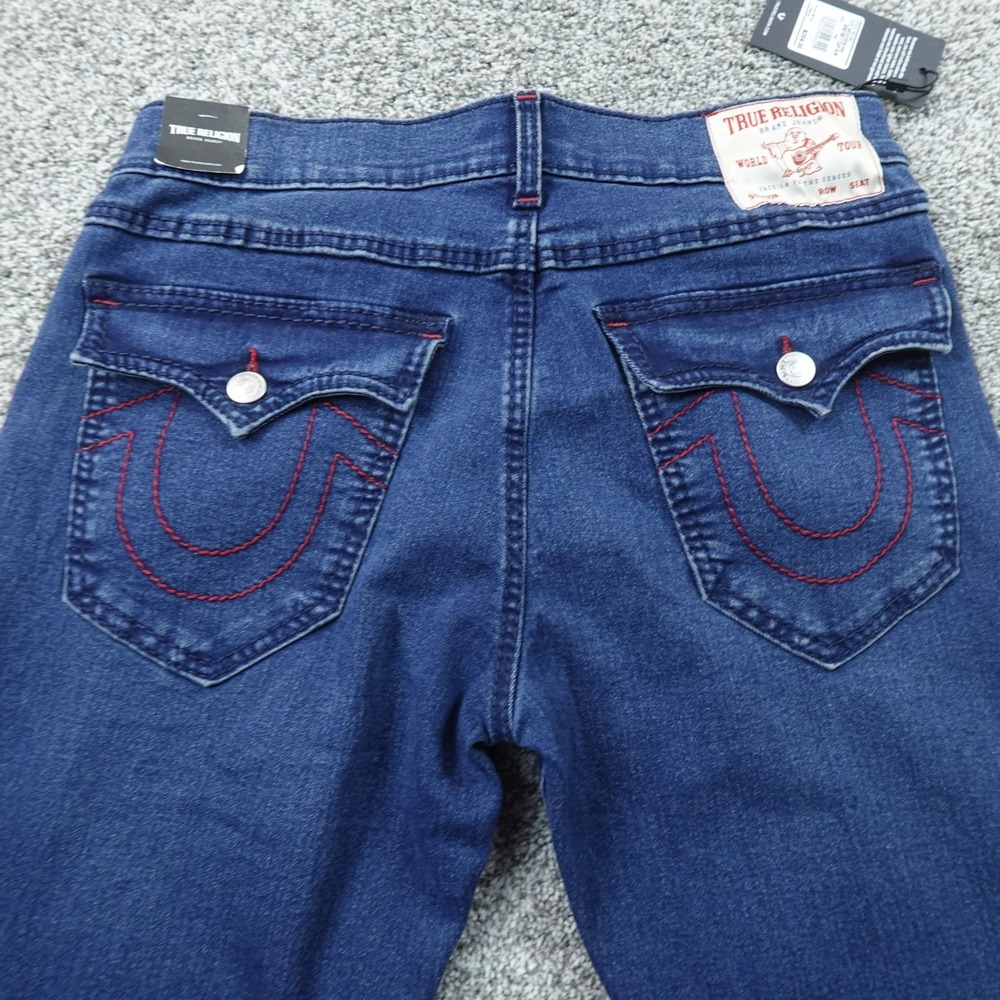 NEW True Religion Jeans Mens 34X30 Dark Blue Geno Big T Flap Pocket Relaxed Slim